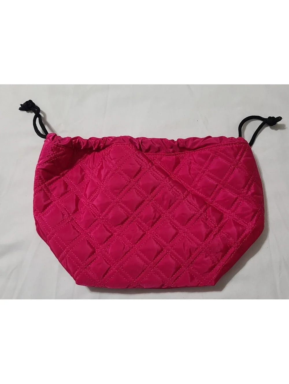 Lancome Signature Cosmetic Makeup Bag Sz Medium Pink Nylon Drawstring Travel EUC